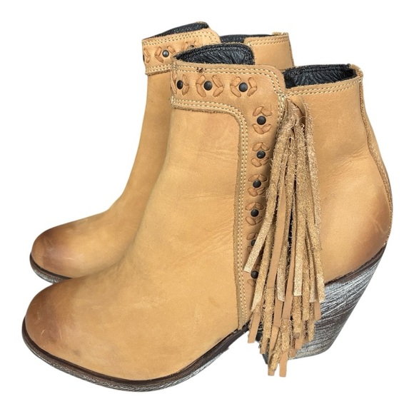 Caborca Leather Boots Fringed Tassel Ankle Side Zip 7 - Picture 12 of 15